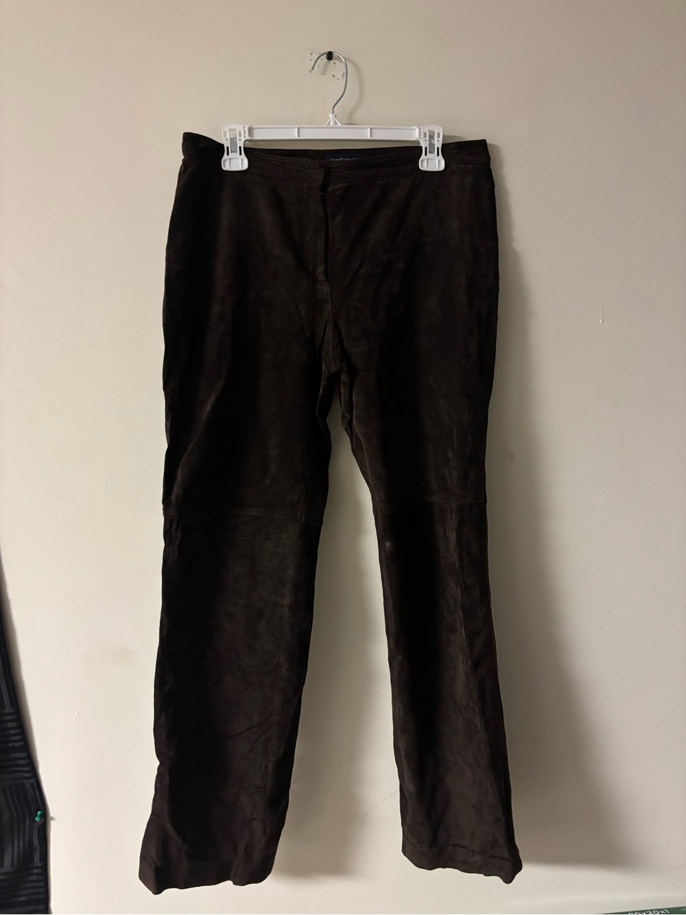 Ann Taylor 100% Leather Pants Size 10 Dark Brown Straight Leg Trousers